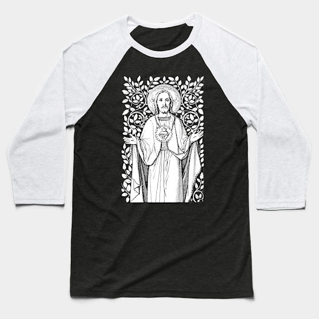 Jesus Christ with his Sacred Heart Baseball T-Shirt by Beltschazar